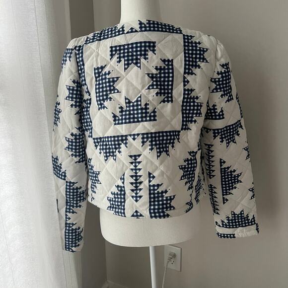 Caroline Constas Quilted Jacket NEW gloucester print linen blend - Picture 4 of 6